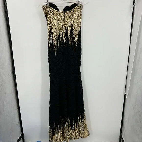 Cameo Gold Metallic Strapless Dress Large - Picture 4 of 8